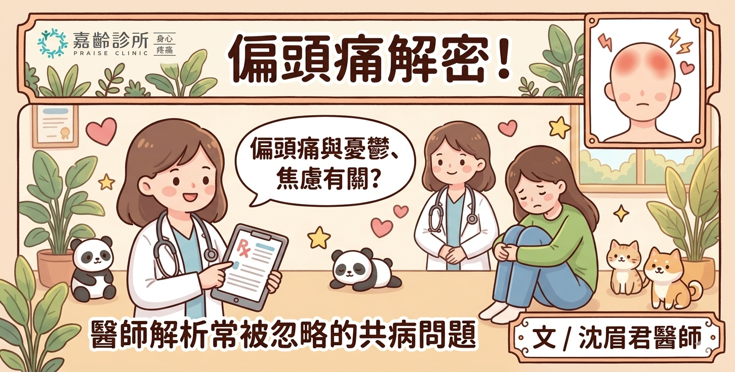 偏頭痛與憂鬱、焦慮有關嗎？醫師解析常被忽略的共病問題 文 / 沈眉君醫師